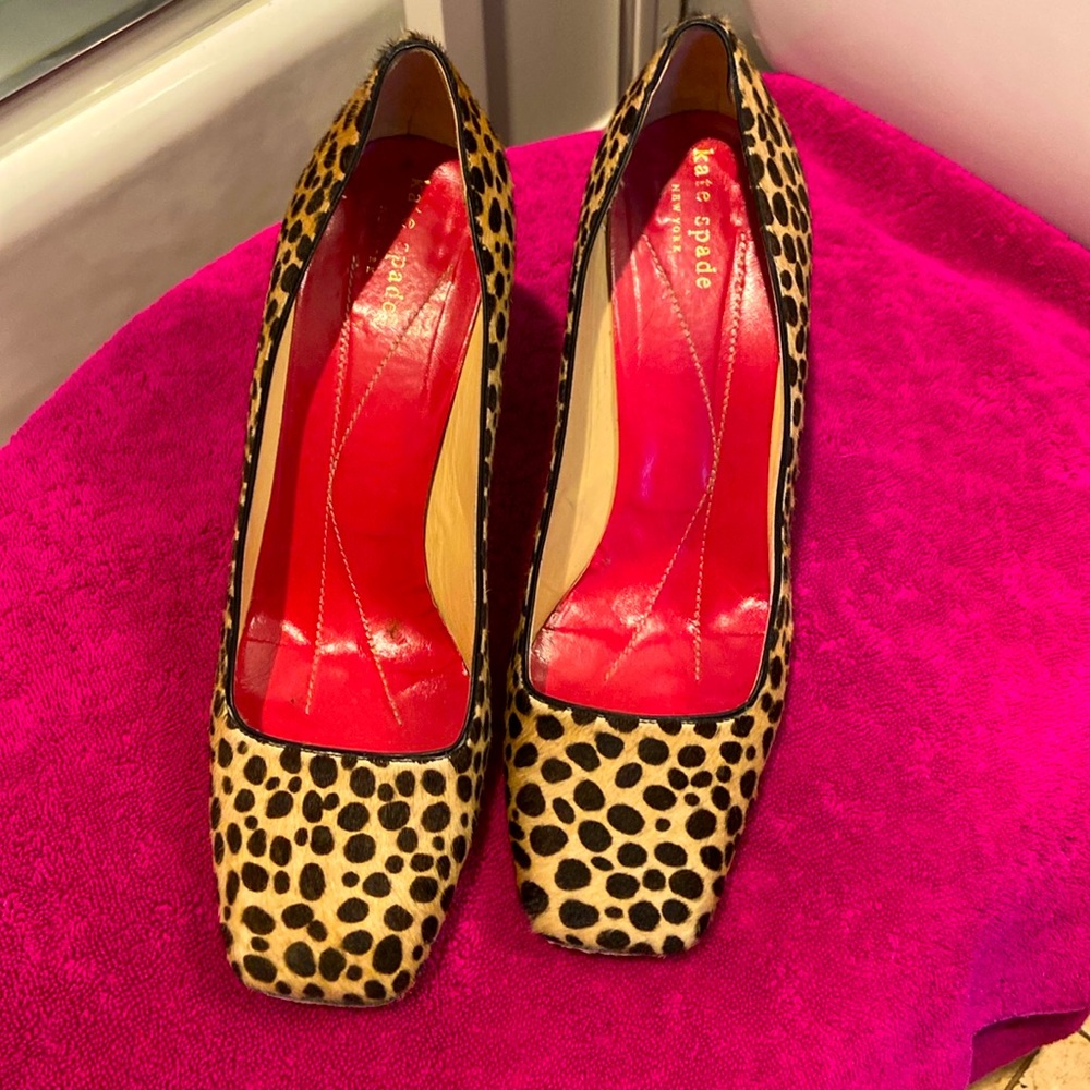 Kate spade animal print leather heels sir 9 m